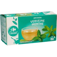 CARREFOUR Infusion Verveine-Menthe Boîte de 25 Sachets