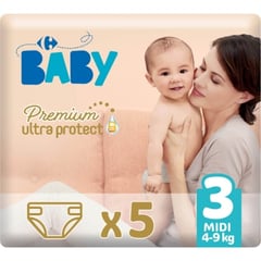 CARREFOUR BABY Couches Premium Midi Taille 3 Pack de 5