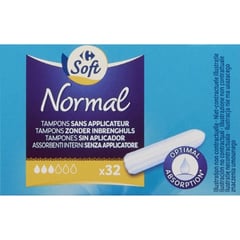 CARREFOUR Tampons Sans Applicateur Normal Lot de 32