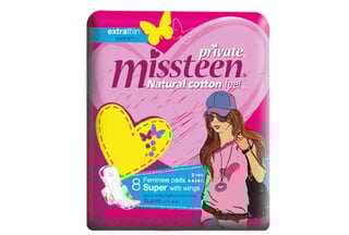 SANITA PRIVATE Serviettes Hygiéniques Miss Teen Super Lot de 8