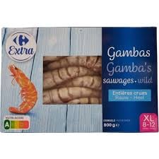 CARREFOUR Crevettes Entières Crues 8/12 800g Surgelées