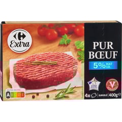 CARREFOUR Steaks Hachés 5% MG Surgelés 4x100 g