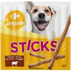 CARREFOUR Bâtonnets pour Chien à l'Agneau Pack de 5x10 g
