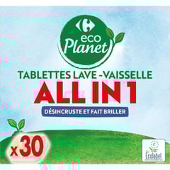 CARREFOUR Pastilles Lave-Vaisselle Ecoplanet Pack de 30