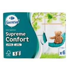 CARREFOUR Papier Hygiénique 5 Plis Ultra Confort Lot de 6