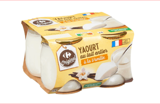 Carrefour Pots En verre de Yaourts Saveur Vanille 4x125g