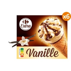CARREFOUR Cônes Vanille Pack de 6 x 120 ml