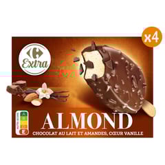 CARREFOUR Bâtonnets Géants Vanille/Chocolat/Amande Pack de 4 314 g