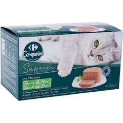 CARREFOUR Mousses Assorties pour Chat Pack de 4x85g