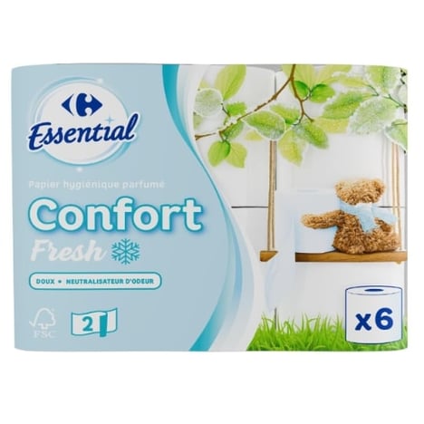 CARREFOUR Papier Hygiénique 2 Plis Confort Fresh 6 rouleaux