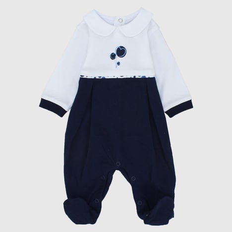 Blue and white romper