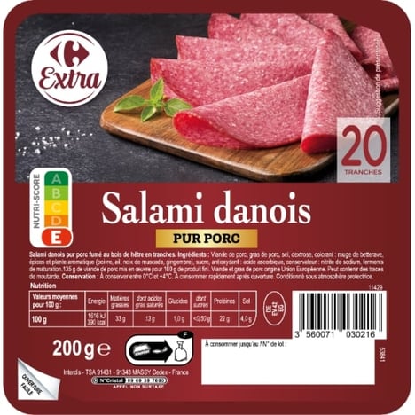 CARREFOUR Salami Danois à la Coupe