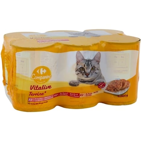 CARREFOUR Pâtées Chat Saumon-Lapin-Poulet 6x500g