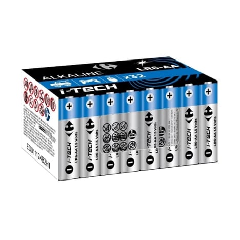 CARREFOUR Piles Alcalines LR6/AA I-TECH Lot de 32