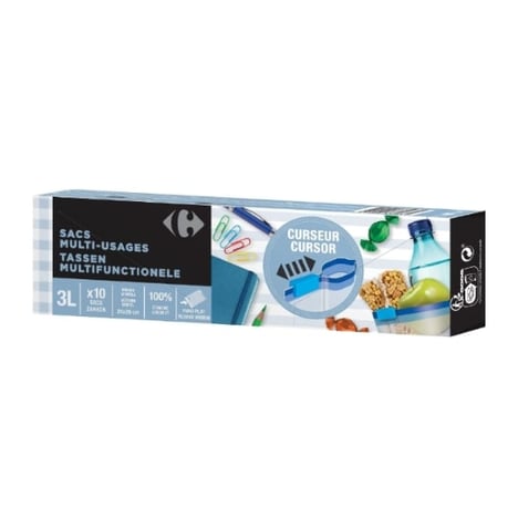 CARREFOUR Sacs Multi-Usage Curseur 3 L Lot de 10