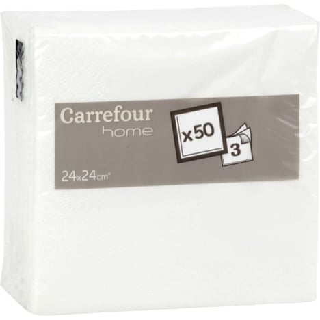 CARREFOUR Serviettes 24x24cm Pack de 100