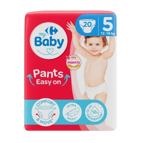 CARREFOUR BABY Culottes Bébé Taille 5 (12-18kg) Pack de 20