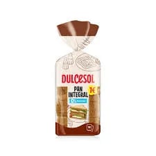 DULCESOL Pain de Mie Complet Intégral Sans Sucre 16 Tranches 460 g