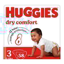 HUGGIES Couches Dry Comfort Taille 3 (6-10kg) Pack de 58