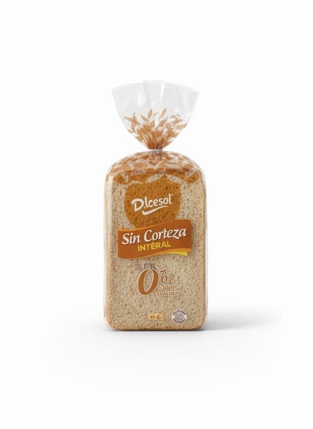 DULCESOL Pain de Mie Complet Intégral Sans Croûte 16 Tranches 450 g Décongelé