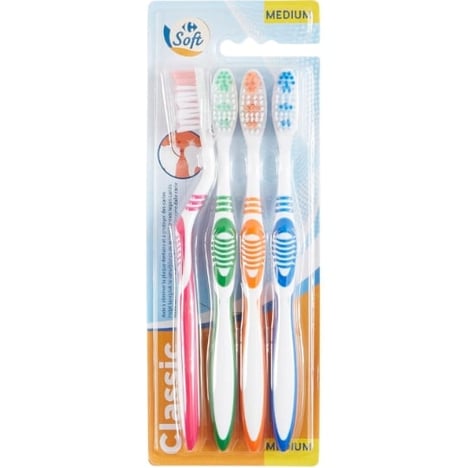 CARREFOUR Brosse à Dents Familiale Medium Pack de 4