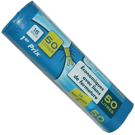 ELBE Sacs Poubelle Bleus 50L Lot de 15