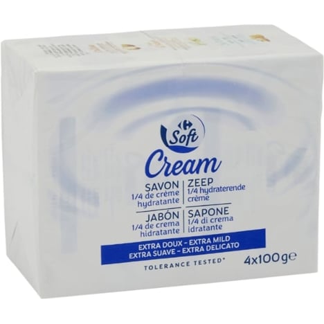 CARREFOUR Savon Extra Doux 1/4 Cr.Hydrat. 4X100G