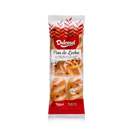DULCESOL Pain au Lait Pépites de Chocolat 5 Pièces 225g Décongelé