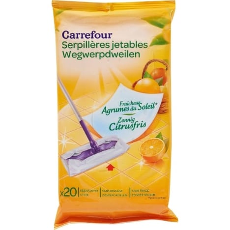 CARREFOUR Lingettes Sol Parfum Agrumes 20 unités