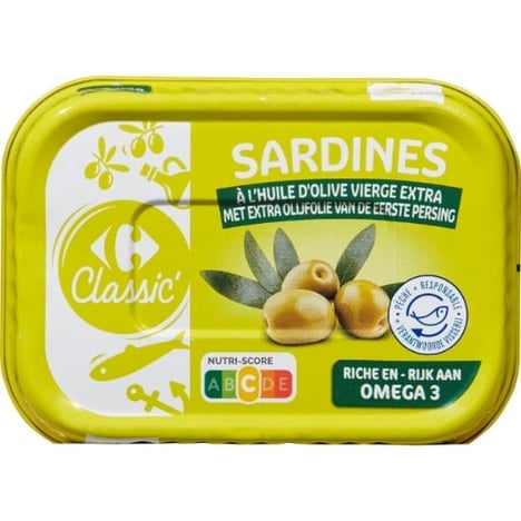 CARREFOUR Sardines à LHuile DOlive Verte Extra 1/5