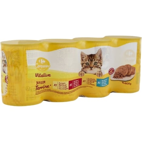 CARREFOUR Terrines Assorties pour Chaton 4x500g