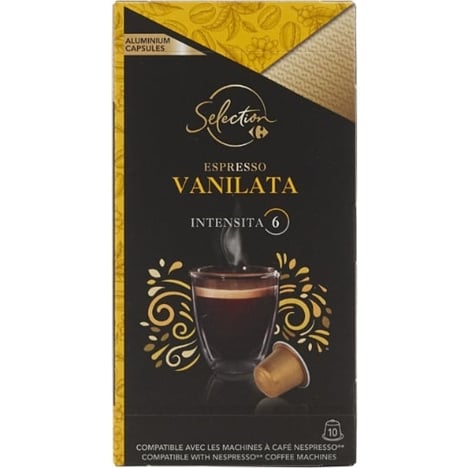 CARREFOUR Capsules Café Vanille Intensité 6 Boîte de 10