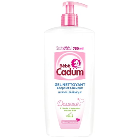 CADUM BÉBÉ Gel Corps et Cheveux Sans Savon Amande 750 ml