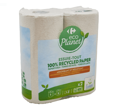 CARREFOUR Essuie-Tout Compact Ecoplanet Pack de 2