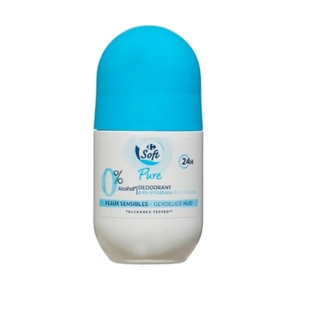 CARREFOUR Déodorant Roll-On Peaux Sensibles 0% Alcool 50 ml