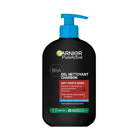 GARNIER PURE ACTIVE Gel Nettoyant Charbon Visage 250 ml