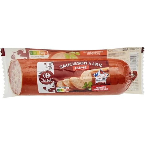CARREFOUR Saucisson Fumé à l'Ail 300 g