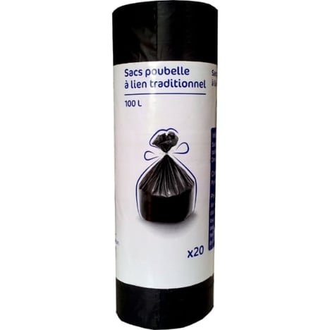 CARREFOUR Sacs Poubelle Noirs 100 L Lot de 20