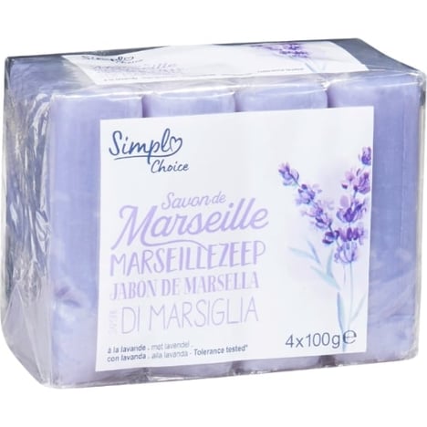 SIMPLY Savon de Marseille Parfum Lavande 4x100 g