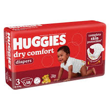 HUGGIES Couches Dry Comfort Taille 3 (6-10kg) Pack de 58