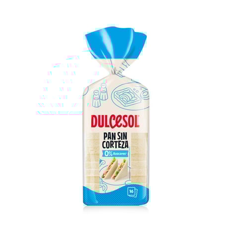 DULCESOL Pain de Mie Sans Croûte 0% 16 Tranches 450 g Décongelé