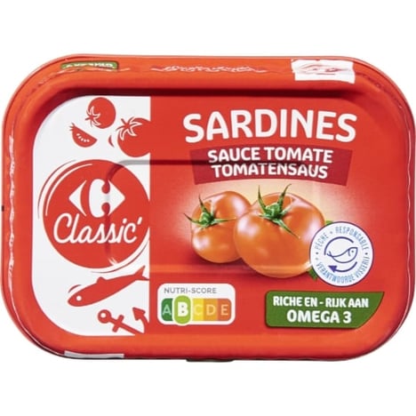 CARREFOUR Sardines à la Sauce Tomate Format 1/5