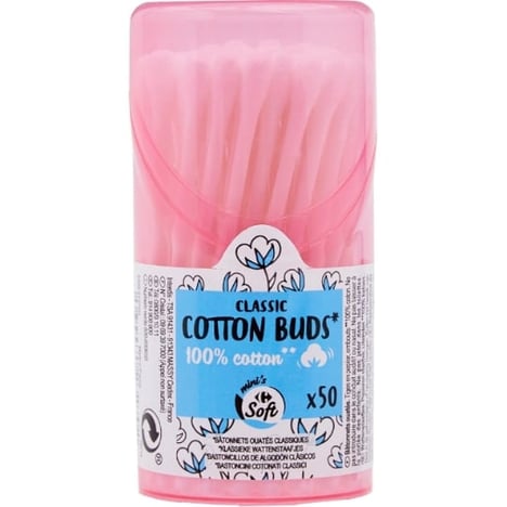 CARREFOUR Bâtonnets Coton Tige Papier Voyage Lot de 50