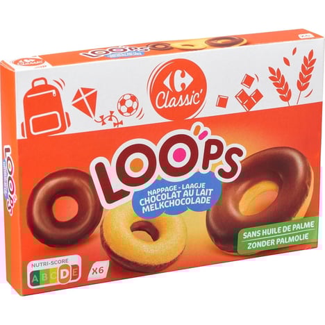 CARREFOUR CLASSIC Gâteaux Fourrés Choco Loops 180 g