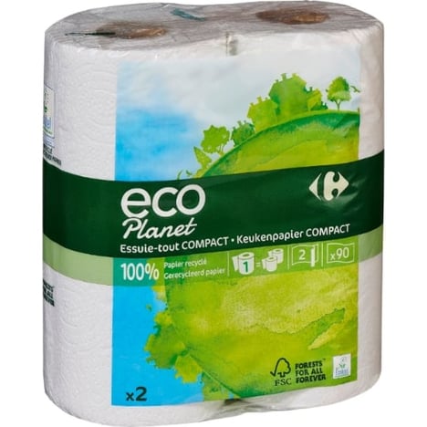 CARREFOUR Essuie-Tout Compact Ecoplanet Pack de 2