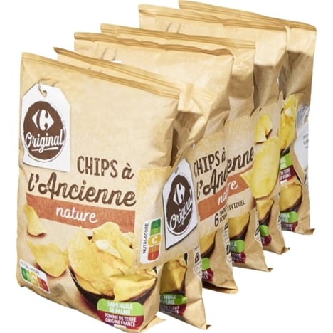 CARREFOUR Chips à l'Ancienne Huile de Tournesol 6x30 g