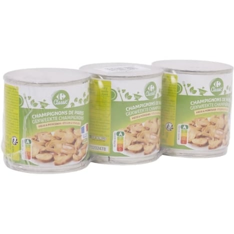CARREFOUR Champignons Pieds et Morceaux Pack de 3x400 g