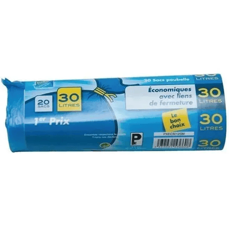 ELBE Sacs Poubelle Bleus 30L Pack de 20