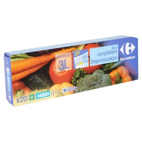 CARREFOUR Sacs Congélation Zip Lot de 20x3 L