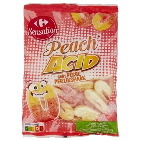 CARREFOUR Bonbons Pêche Acide 250 g